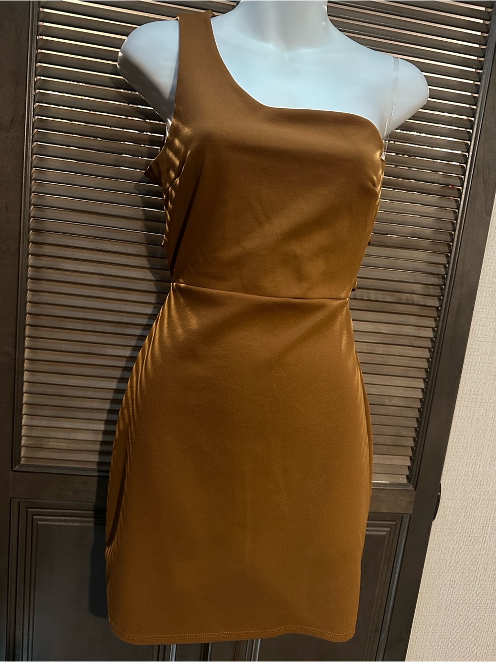 One-Shoulder Caramel Bodycon Dress